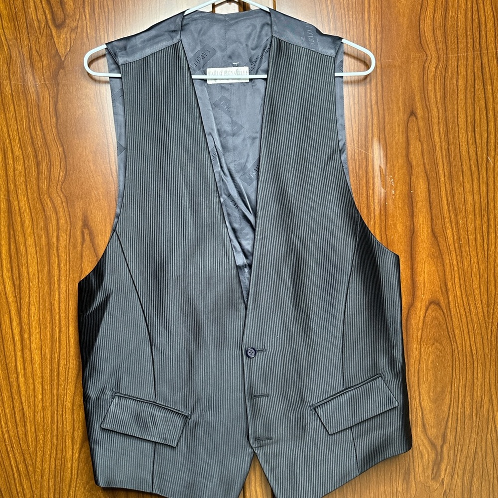 Elegant Black Pinstripe Men's Vest